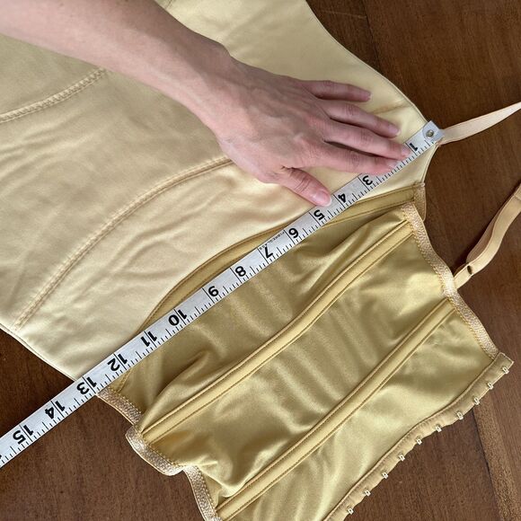On Gossamer Gold Satin Corset Cami Top M Lingerie Diamond Quilted Cupped PinUp - Picture 16 of 16